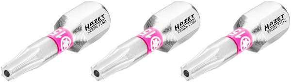 Embout Hazet, 6 pans plein 6,3 (1/4 pouce), profil TORX® inviolable, T15H, nombre d'outils : 3, 2223N-T15H/3