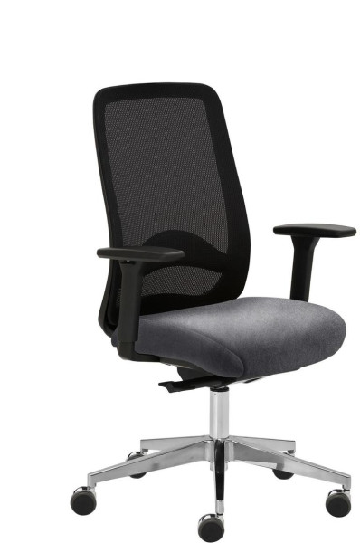 Mayer Sitzmöbel chaise pivotante, accoudoirs 3D, réglage de la profondeur d'assise, piètement en aluminium avec roulettes robustes, gris, 2228_AV3D_SYM++_XXL_30614