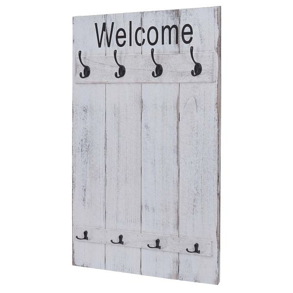 Armoire murale Mendler HWC-C89 Welcome, panneau d'armoire d'armoire, look vintage shabby, 91x60cm, blanc, shabby, 61921