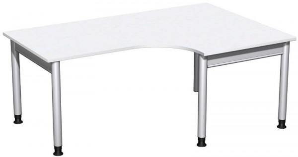 Bureau PC geramöbel droit, réglable en hauteur, 1800x1200x680-820, blanc/argent, N-657309-WS