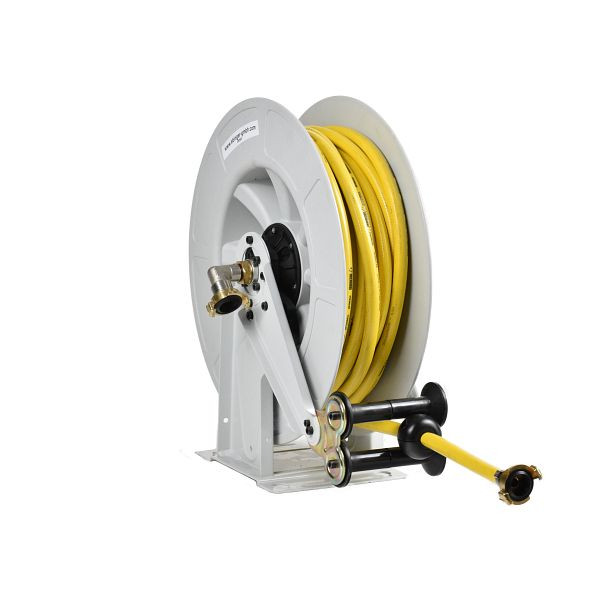 Enrouleur de tuyau Ebinger OSK 400 avec boîtier en plastique ABS, cadre et axe peints en acier, fluide : eau froide, tuyau de 15 m, 3.400.102