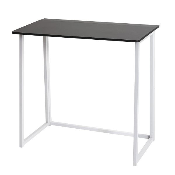Bureau Mendler HWC-K67 pliable, table console, table pliante, table pour ordinateur portable, table de rangement, 80x45cm, métal MDF, blanc noir, 97705