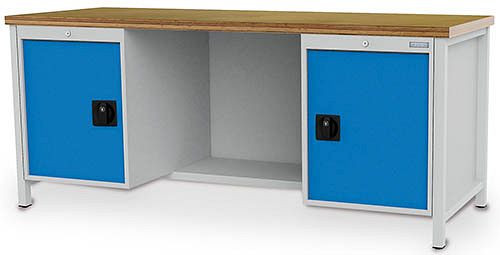 Établi à caisson Bedrunka+Hirth série 2000 R18-24, tiroir extension totale 100%, 100 kg, droite 1x porte 600 mm + 1x étagère, 2000 x 750 x 959 mm, 03.19.27V9