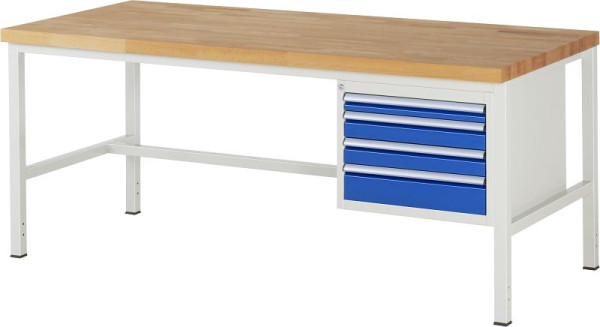 Etabli RAU série 8000 - modèle 8132, L2000 x P900 x H840-1040 mm, base système L1995 x P850 x H800-1000 mm, 03-8132A1-209B4H.11