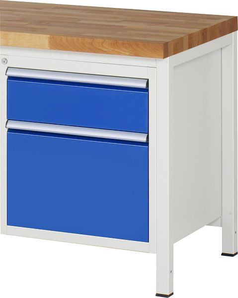 Conteneur à sous-construction RAU série 7000, L580 x P650 x H620 mm, 2 x tiroirs taille L 1xH180, 1xH360 mm, ouvert en haut, 03-L3.18A.11