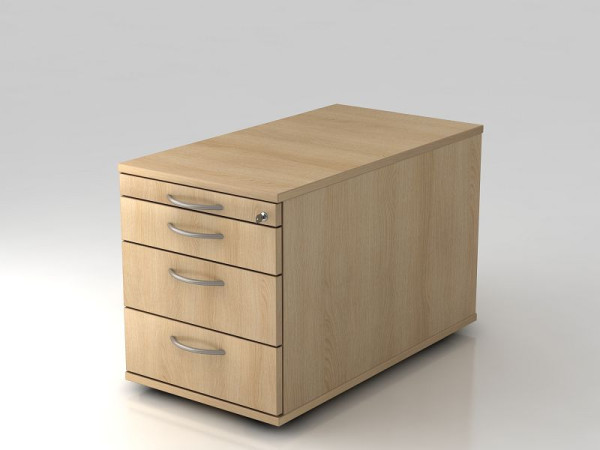 Conteneur roulant Hammerbacher 80cm, 3 tiroirs, poignée étrier serrure chêne, 42,8x51,2x80 cm, 1/2/3/3 HE, VTC30/E/E/BM