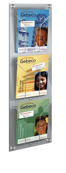Kerkmann porte-brochures mural artline, DIN A4, L 290 x P 65 x H 1020 mm, aluminium argent, 43619514