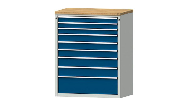 Armoire à tiroirs pour établis ANKE, modèle 4006 V, 1065 x 700 x 1320 mm, RAL 7035/5010, BMP 40 mm, 611.511
