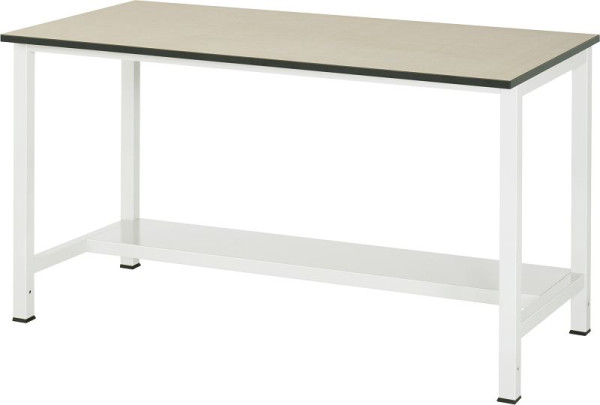 Table de travail RAU série 900, L1500xP800xH825mm, plan de travail en MDF (panneau de fibres de moyenne densité), épaisseur 22mm, avec étagère en bas, profondeur 320mm, 03-900-3-F22-15.12