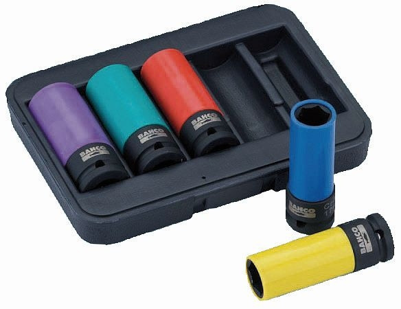 Jeu de clés à chocs Bahco 1/2", 5 pièces, hexagonales, 17, 19, 21, 22, 24 mm, BWSS12P5