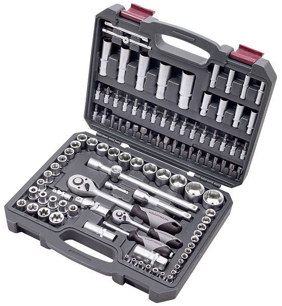 Jeu de clés à douilles Kraftwerk, de base, 1/4 "+1/2", 105 pièces, 204103601