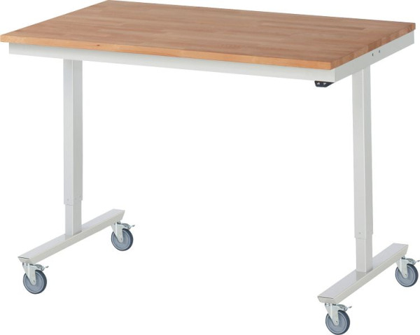 Table de travail mobile RAU adlatus 150 kg, 1250x800x855-1255mm, plaque B-25 mm, 08-AT-125-080-B-4LF