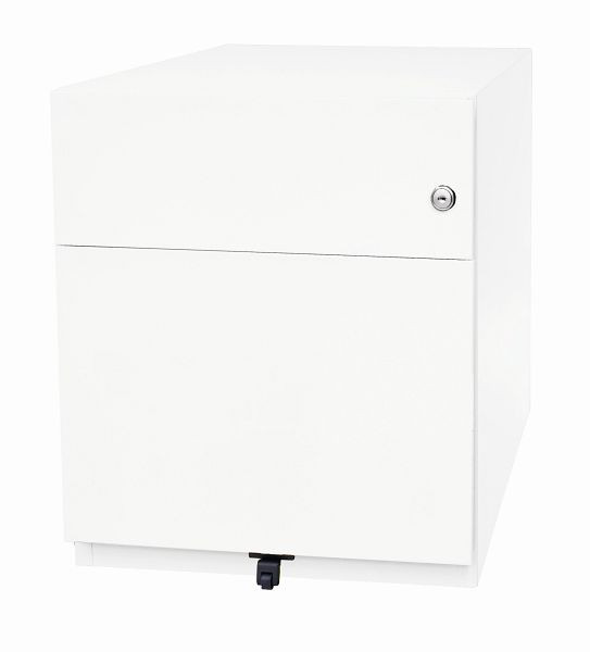 Conteneur roulant Bisley Note™ avec poignée, 1 tiroir universel, 1 tiroir HR, blanc signalisation, NWH59M7SF696