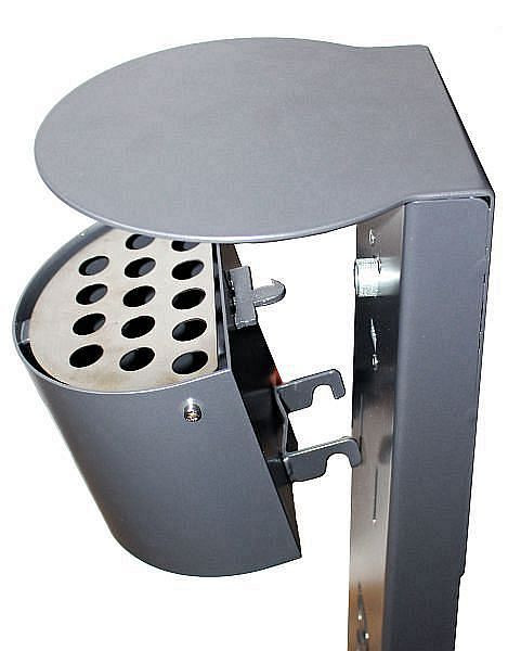 Cendrier sur pied Renner demi-rond avec plaque de base stable, avec toit, galvanisé à chaud et revêtement par poudre, gris anthracite, 7070 S-00 PB 7016