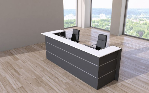 Kerkmann Bari Comptoir en U, L 3000 mm x P 950 mm x H 1080 mm, couleur : anthracite, 21355113