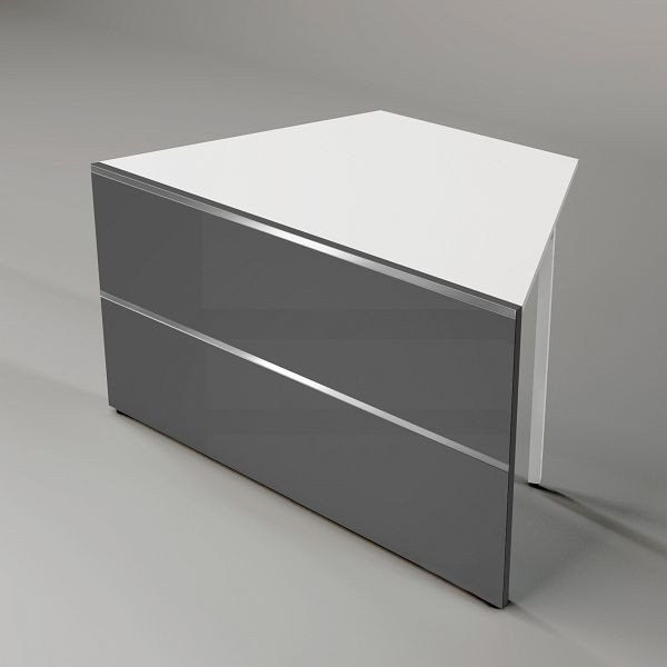 Elément intermédiaire de table Kerkmann avec 2 côtés inclinés, Atlantis, L 1350 x P 820 x H 750 mm, anthracite/blanc, 22349613