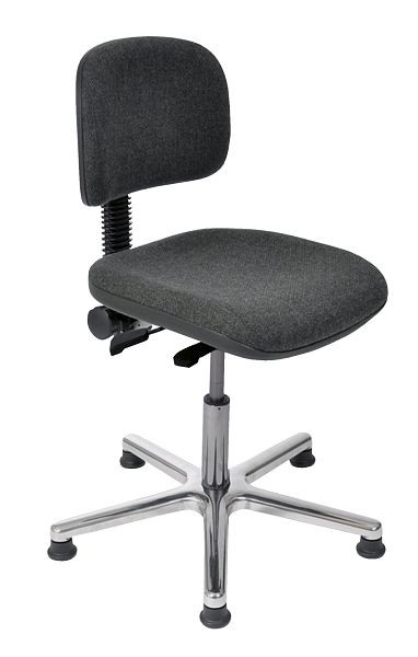 Chaise de travail Lotz "Comfort Series" rembourrage assise/dossier anthracite, ressort à gaz de sécurité, base en aluminium, patins au sol, hauteur d'assise 480-660mm, 8430.03A