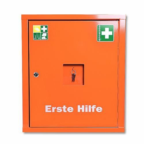 Armoire de premiers secours DENIOS Eurosafe en tôle de qualité, remplissage selon DIN 13169, 164-911