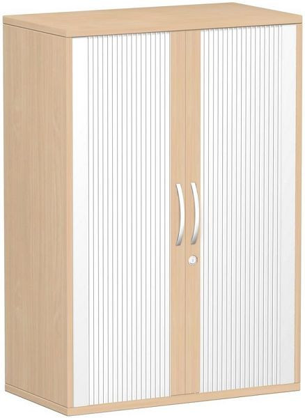 geramöbel panneau supérieur d'armoire à volets roulants 25 mm, avec pieds, verrouillable, 800x425x1182, argent/hêtre, S-383110-SB