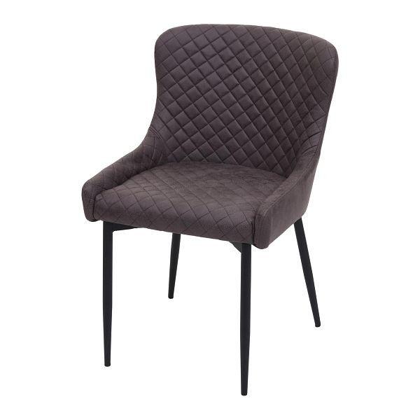 Chaise de salle à manger Mendler HWC-H79, chaise de cuisine, fauteuil, métal vintage, tissu/textile gris foncé, 74052