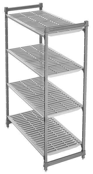 Cambro Camshelving® Basics Plus Unité de base à fentes, 190 kg par étagère, 4 étagères, 54 x 76,5 x 214 cm, CBU213084V4580