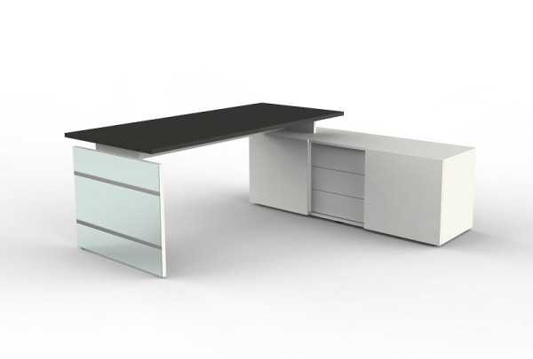 Poste de travail complet Kerkmann Lugano, L 1800 x P 800 x H 740 mm, anthracite, 11433713