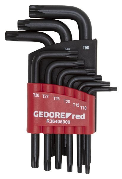 Jeu de tournevis coudés rouges GEDORE TX T10-50 9 pièces, 3301354