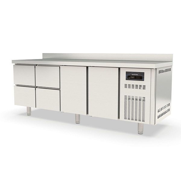 Table réfrigérante Vaiotec TOPLINE 700 / 4 compartiments GN1/1 avec 4 tiroirs / 2 portes et dosseret, 10307
