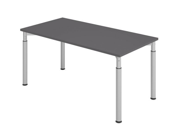 Bureau Hammerbacher YS16, 160 x 80 cm, plateau : érable, épaisseur 25 mm, chant épais en ABS, forme rectangulaire, argent, VYS16/G/S