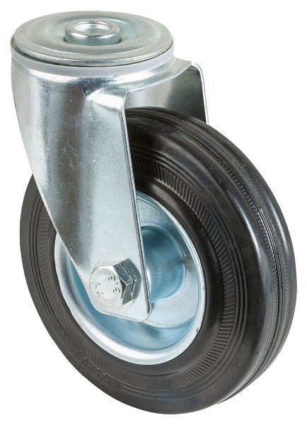 Rouleau de transport BS rollers, largeur de roue 37 mm, Ø roue 125 mm, capacité de charge 100 kg, bande de roulement en caoutchouc noir, roulement à rouleaux, lot de 2, L101.B55.125