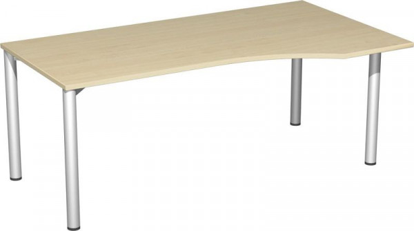 Bureau PC geramöbel droit, hauteur fixe, 1800x1000x720, érable/argent, S-550305-AS