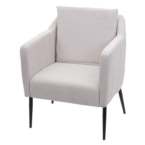 Chaise longue Mendler HWC-H93a, fauteuil, chaise cocktail, chaise de relaxation, tissu/textile crème-beige, 74712
