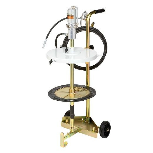 Distributeur de graisse ELMAG DL, mobile POMPE À GRAISSE PREMIUM, COMPACT, pompe à graisse DL PGP 600/60, plateau suiveur de graisse 370 mm, tuyau 4 m, pistolet graisseur, 33161