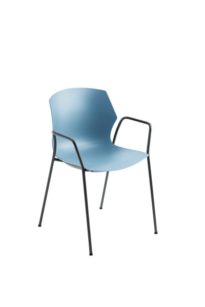 Chaise empilable Mayer Sitzmöbel , structure à 4 pieds anthracite, coque en plastique de haute qualité gris-bleu, hauteur d'assise 46 cm, accoudoirs, 2510_17_03_A