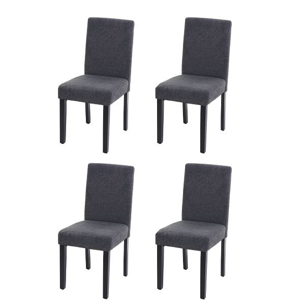 Mendler ensemble de 4 chaises de salle à manger chaise chaise de cuisine Littau, textile, gris anthracite, pieds foncés, 74549