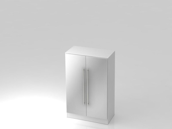 Armoire Hammerbacher 3OH avec poignée de garde-corps du panneau de base blanc/argent, 80x42x127 cm (LxPxH), V7550/W/S/RE