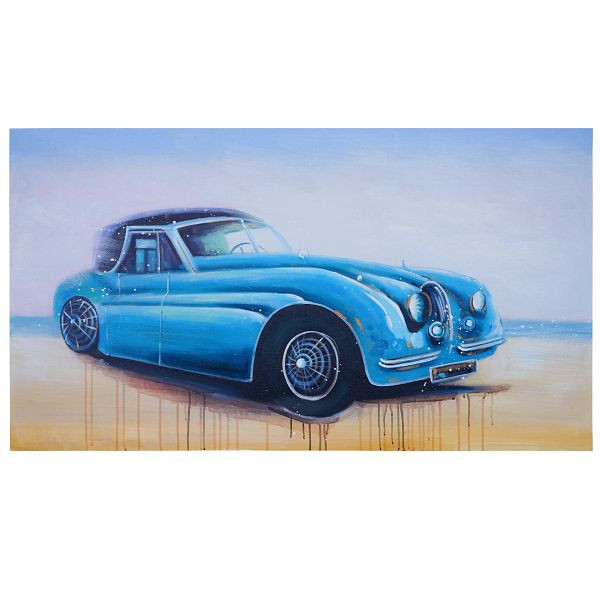 Mendler peinture à l'huile voiture vintage, peinture murale 100% peinte à la main XL, 140x80cm, 51271