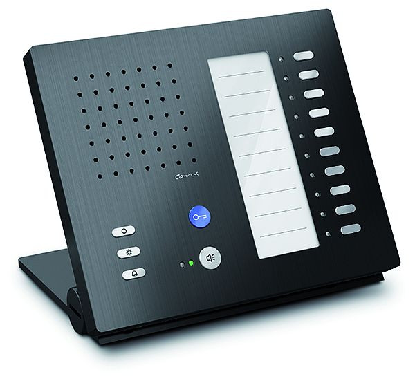 Poste intérieur audio TCS pour série mains libres Carus ADAPTO +10 boutons, appareil de table noir, CAI1110-0156