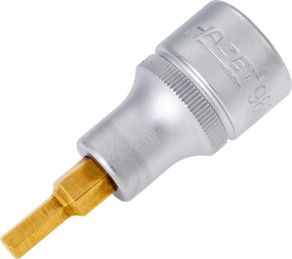 Douille tournevis Hazet, carré creux 12,5 mm, profil six pans creux, 5 mm, version courte avec moletage, 986-5