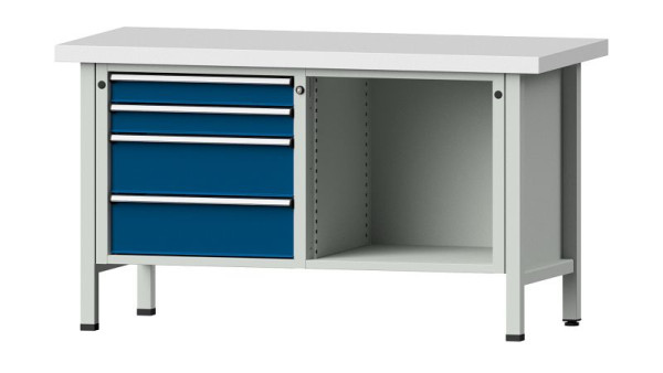 Établis ANKE Établi en caisson, modèle 134 V, 1500 x 700 x 850 mm, RAL 7035/5010, KSP 50 mm, 305.038