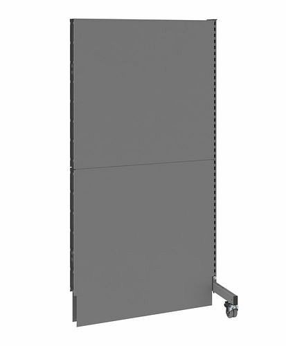 Cloison acoustique mobile DENIOS, panneau rapporté, L 1000, H 2000 mm, tôle perforée acoustique d'un côté, grise, 293075