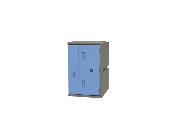 Casier en plastique Lotz 600 Casier en plastique, hauteur : 600 mm, porte bleue, serrure à pêne rotatif, 221600-08