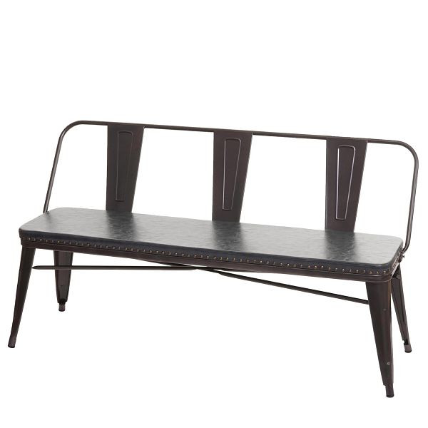 Banc 3 places Mendler HWC-H10, banc de vestiaire, banc de salle à manger, simili cuir Chesterfield Industrial Gastronomy, noir-gris, 72492