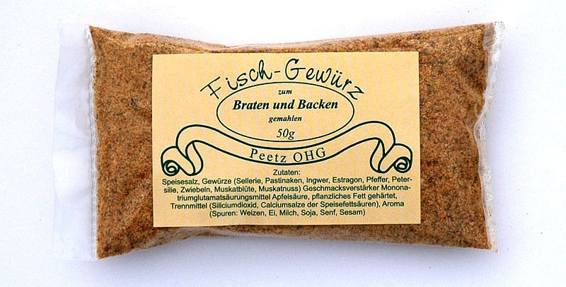 Épice de poisson Peetz, 50 g, pour rôtir et cuire au four, UE: 5 pièces, 94016