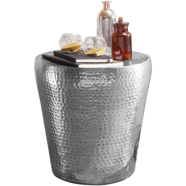 Wohnling table d'appoint VIKRAM 41 x 41 x 41cm aluminium argent rond oriental, WL5.445