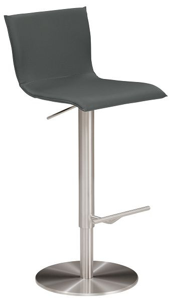 Tabouret de bar et de comptoir Mayer Sitzmöbel myHENRI, dossier haut, revêtement d'assise en cuir véritable anthracite, structure chromée aspect acier inoxydable, 1226_04_81014