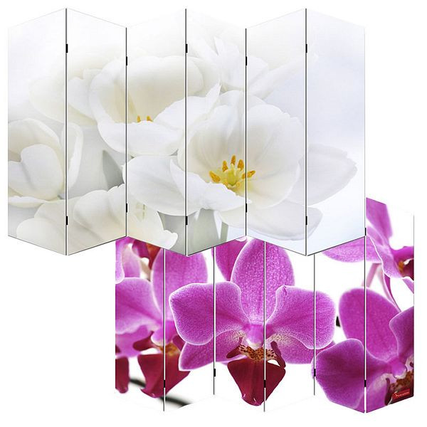 Mendler écran photo paravent paravent cloison M68, 180x240cm, orchidée, 19012