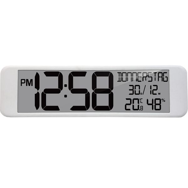 Horloge murale radiocommandée Technoline DCF-77, affichage de la date et du jour de la semaine (3 langues), WS 8120