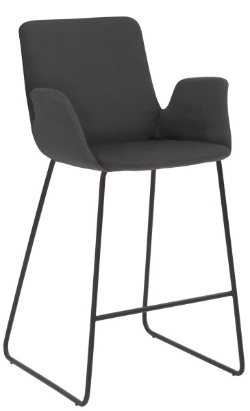 Tabouret de comptoir Mayer Sitzmöbel , piètement luge noir, accoudoirs intégrés, entièrement rembourré, hauteur d'assise 65 cm, graphite, 1222_K3_30480