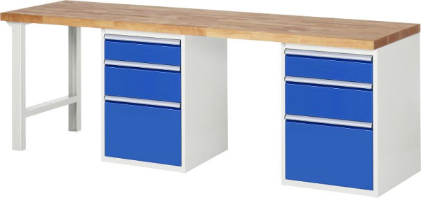 Etabli RAU série 7000 - modèle 7508-8, L2500 x P700 x H890 mm, base système L2500 x P650 x H850 mm, 03-7508A8-257B4M.11